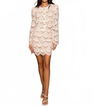 NEW CHOKLATE PARIS bicolored guipure jacket & skirt set in white